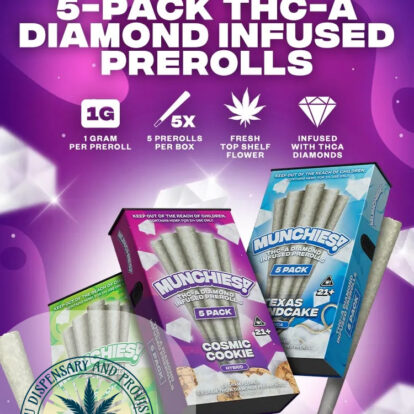 Munchies™ THCA Diamond Infused Prerolls - 5 Pack of 1 Gram Joints